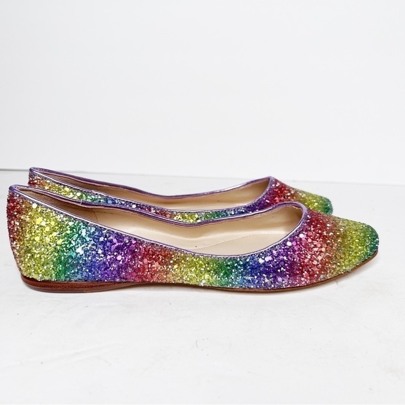 New Nine West Pride Rainbow Glitter Pointed Flats Size 6 Women’s - Picture 2 of 5